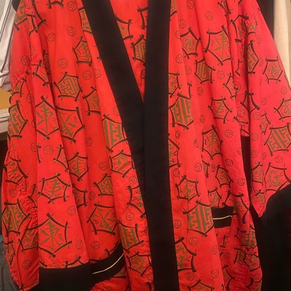 Pleetway Vintage Bold Red & Black Asian Designed (Size 13/14) Kimono Pajama Set - Picture 14 of 14